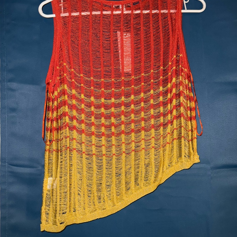 Red and Yellow Women's Knit Top - Picture 5 of 5